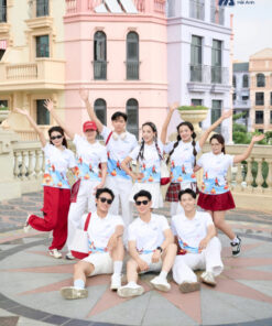 Mẫu Áo Thun Polo Đồng Phục Summer Crew Màu Trắng Phối Xanh - ảnh 4