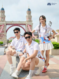 Mẫu Áo Thun Polo Đồng Phục Summer Crew Màu Trắng Phối Xanh - ảnh 3