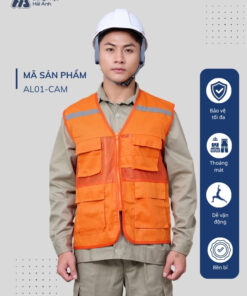 Mẫu Đồng Phục Áo Lưới Bảo Hộ Lao Động Mã 01 Màu Cam