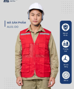 Mẫu Đồng Phục Áo Lưới Bảo Hộ Lao Động Mã 01 Màu Đỏ