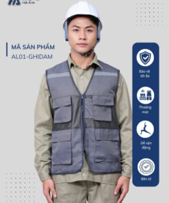 Mẫu Đồng Phục Áo Lưới Bảo Hộ Lao Động Mã 01 Màu Ghi Đậm
