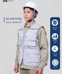 Mẫu Đồng Phục Áo Lưới Bảo Hộ Lao Động Mã 01 Màu Ghi Nhạt