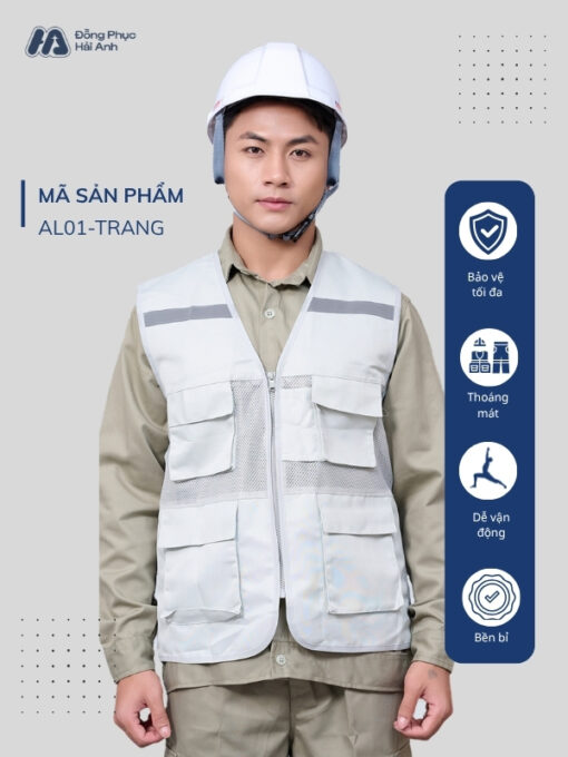 Mẫu Đồng Phục Áo Lưới Bảo Hộ Lao Động Mã 01 Màu Trắng