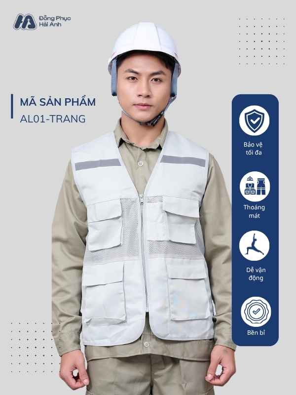Mẫu Đồng Phục Áo Lưới Bảo Hộ Lao Động Mã 01 Màu Trắng