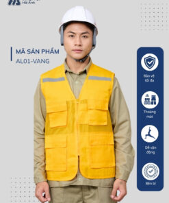 Mẫu Đồng Phục Áo Lưới Bảo Hộ Lao Động Mã 01 Màu Vàng