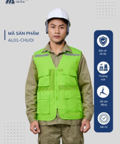 Mẫu Đồng Phục Áo Lưới Bảo Hộ Lao Động Mã 01 Màu Xanh Chuối