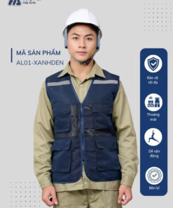 Mẫu Đồng Phục Áo Lưới Bảo Hộ Lao Động Mã 01 Màu Xanh Đen