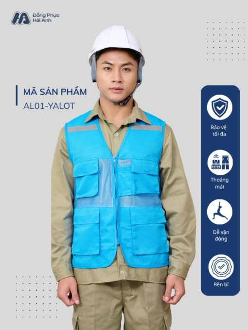 Mẫu Đồng Phục Áo Lưới Bảo Hộ Lao Động Mã 01 Màu Ya Lợt