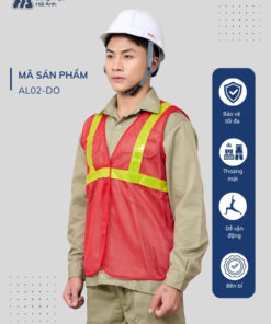 Mẫu Đồng Phục Áo Lưới Bảo Hộ Lao Động Mã 02 Màu Đỏ