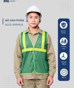 Mẫu Đồng Phục Áo Lưới Bảo Hộ Lao Động Mã 02 Màu Xanh Lá