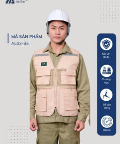 Mẫu Đồng Phục Áo Lưới Bảo Hộ Lao Động Mã 03 Màu Be