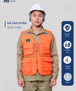 Mẫu Đồng Phục Áo Lưới Bảo Hộ Lao Động Mã 03 Màu Cam
