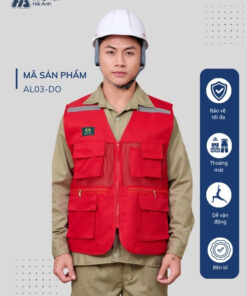 Mẫu Đồng Phục Áo Lưới Bảo Hộ Lao Động Mã 03 Màu Đỏ