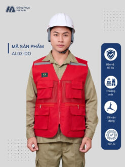 Mẫu Đồng Phục Áo Lưới Bảo Hộ Lao Động Mã 03 Màu Đỏ