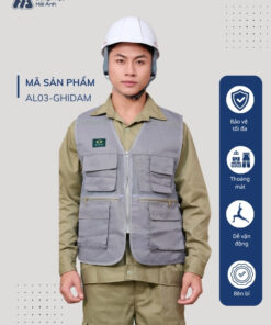 Mẫu Đồng Phục Áo Lưới Bảo Hộ Lao Động Mã 03 Màu Ghi Đậm
