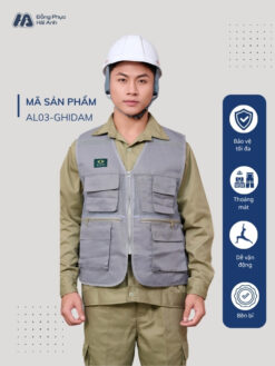 Mẫu Đồng Phục Áo Lưới Bảo Hộ Lao Động Mã 03 Màu Ghi Đậm