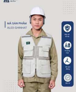 Mẫu Đồng Phục Áo Lưới Bảo Hộ Lao Động Mã 03 Màu Ghi Nhạt