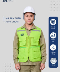 Mẫu Đồng Phục Áo Lưới Bảo Hộ Lao Động Mã 03 Màu Xanh Chuối