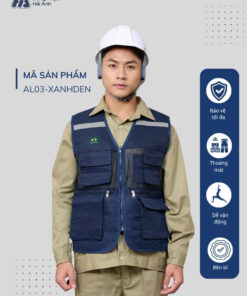 Mẫu Đồng Phục Áo Lưới Bảo Hộ Lao Động Mã 03 Màu Xanh Đen