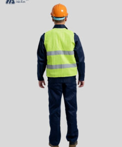 Mẫu Đồng Phục Áo Lưới Bảo Hộ Lao Động Mã 04 Màu Xanh Chuối Phối Xám - ảnh 2