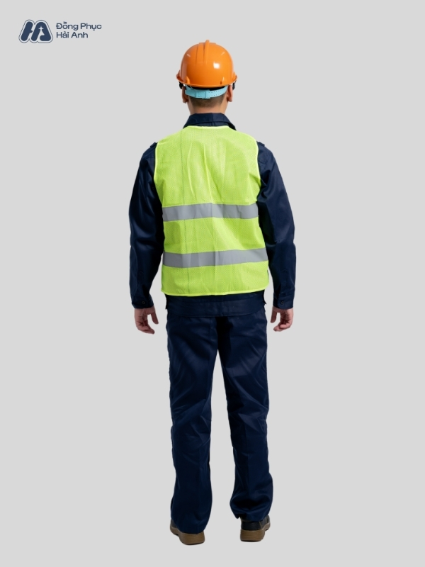 Mẫu Đồng Phục Áo Lưới Bảo Hộ Lao Động Mã 04 Màu Xanh Chuối Phối Xám - ảnh 2