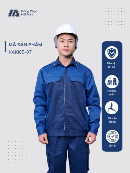Mẫu Đồng Phục Bảo Hộ Lao Động Vải Kaki 65 Mã 07 Màu Xanh Đen