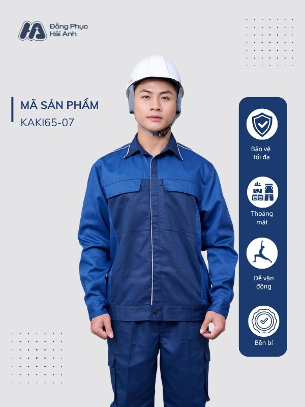 Mẫu Đồng Phục Bảo Hộ Lao Động Vải Kaki 65 Mã 07 Màu Xanh Đen
