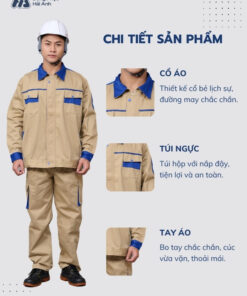 Mẫu Đồng Phục Bảo Hộ Lao Động Vải Kaki 65 Mã 11 Màu Be - ảnh 2