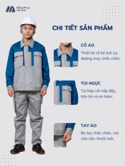 Mẫu Đồng Phục Bảo Hộ Lao Động Vải Kaki 65 Mã 29 Màu Bích - ảnh 2