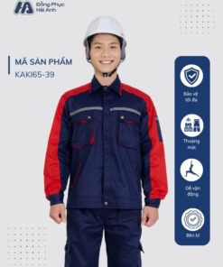 Mẫu Đồng Phục Bảo Hộ Lao Động Vải Kaki 65 Mã 39 Màu Xanh Than