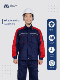 Mẫu Đồng Phục Bảo Hộ Lao Động Vải Kaki 65 Mã 39 Màu Xanh Than