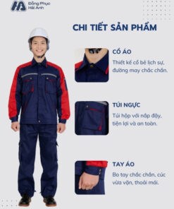 Mẫu Đồng Phục Bảo Hộ Lao Động Vải Kaki 65 Mã 39 Màu Xanh Than - ảnh 2