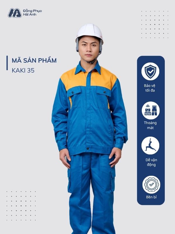Mẫu Đồng Phục Bảo Hộ Lao Động Vải Kaki Mã 35