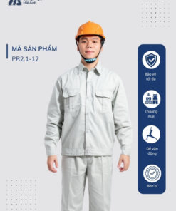 Mẫu Đồng Phục Bảo Hộ Lao Động Vải Kaki Protect 2.1 Mã 12 Màu Xám Nhạt