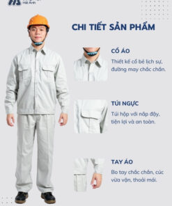 Mẫu Đồng Phục Bảo Hộ Lao Động Vải Kaki Protect 2.1 Mã 12 Màu Xám Nhạt - ảnh 2