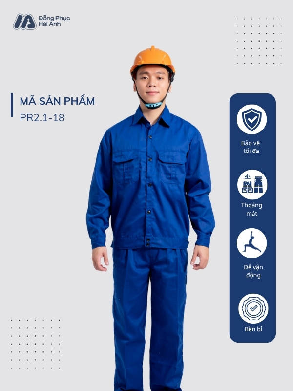 Mẫu Đồng Phục Bảo Hộ Lao Động Vải Kaki Protect 2.1 Mã 18 Màu Bích