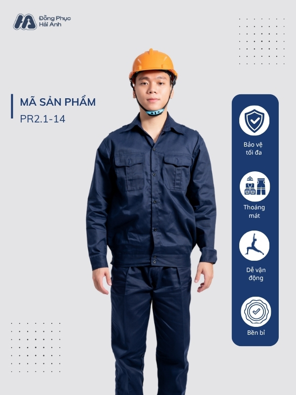 Mẫu Đồng Phục Bảo Hộ Lao Động Vải Kaki Protect 2.1 Mã 19 Màu Xanh Đen