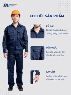 Mẫu Đồng Phục Bảo Hộ Lao Động Vải Kaki Protect 2.1 Mã 19 Màu Xanh Đen - ảnh 2