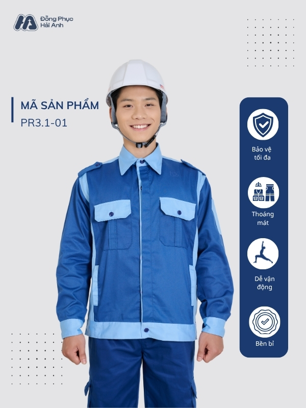 Mẫu Đồng Phục Bảo Hộ Lao Động Vải Kaki Protect 3.1 Mã 01