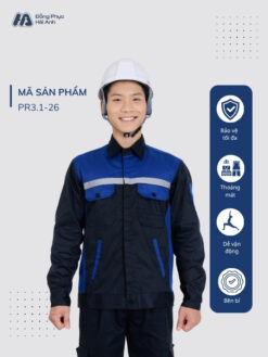 Mẫu Đồng Phục Bảo Hộ Lao Động Vải Kaki Protect 3.1 Mã 26 Màu Xanh Đen