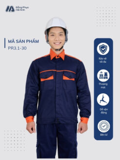 Mẫu Đồng Phục Bảo Hộ Lao Động Vải Kaki Protect 3.1 Mã 30 Màu Xanh Than