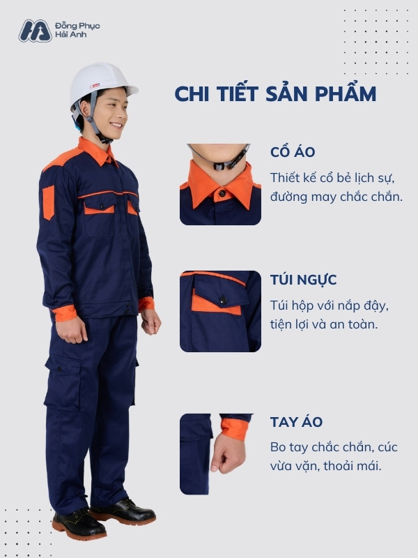 Mẫu Đồng Phục Bảo Hộ Lao Động Vải Kaki Protect 3.1 Mã 30 Màu Xanh Than - ảnh 2