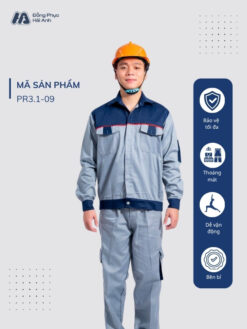 Mẫu Đồng Phục Bảo Hộ Lao Động Vải Kaki Protect 3.1 Mã 09 Màu Xanh Nhạt - ảnh 1
