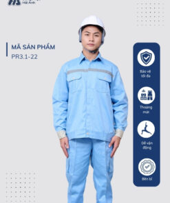 Mẫu Đồng Phục Bảo Hộ Lao Động Vải Kaki Protect 3.1 Mã 22 Màu Xanh Nhạt