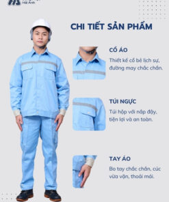 Mẫu Đồng Phục Bảo Hộ Lao Động Vải Kaki Protect 3.1 Mã 22 Màu Xanh Nhạt - ảnh 2