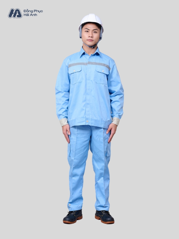 Mẫu Đồng Phục Bảo Hộ Lao Động Vải Kaki Protect 3.1 Mã 22 Màu Xanh Nhạt - ảnh 4