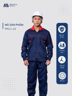 Mẫu Đồng Phục Bảo Hộ Lao Động Vải Kaki Protect 3.1 Mã 23 Màu Xanh Navy - ảnh 1