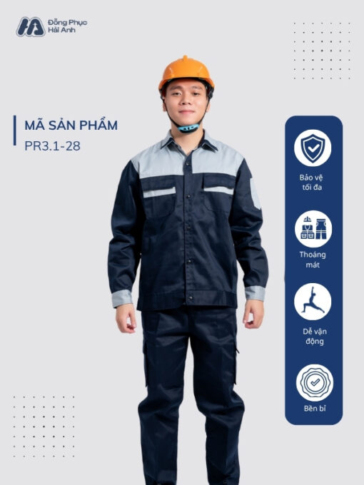 Mẫu Đồng Phục Bảo Hộ Lao Động Vải Kaki Protect 3.1 Mã 28