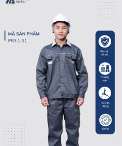 Mẫu Đồng Phục Bảo Hộ Lao Động Vải Kaki Protect 3.1 Mã 31 Màu Ghi