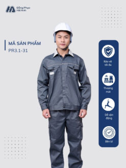 Mẫu Đồng Phục Bảo Hộ Lao Động Vải Kaki Protect 3.1 Mã 31 Màu Ghi - ảnh 1
